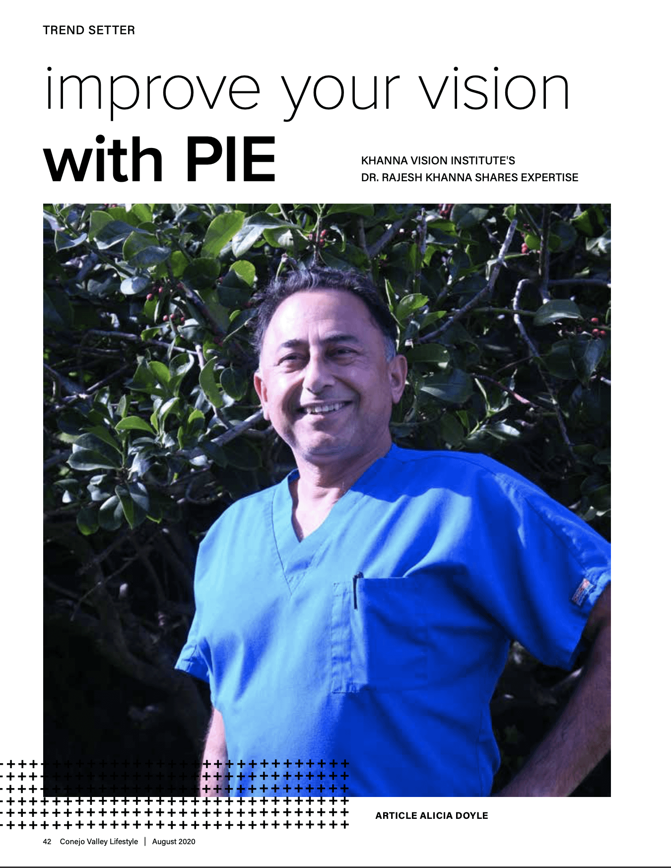 Cover photo Dr Khanna Pie Surgery article in August issue of Conejo Valley Lifestyle