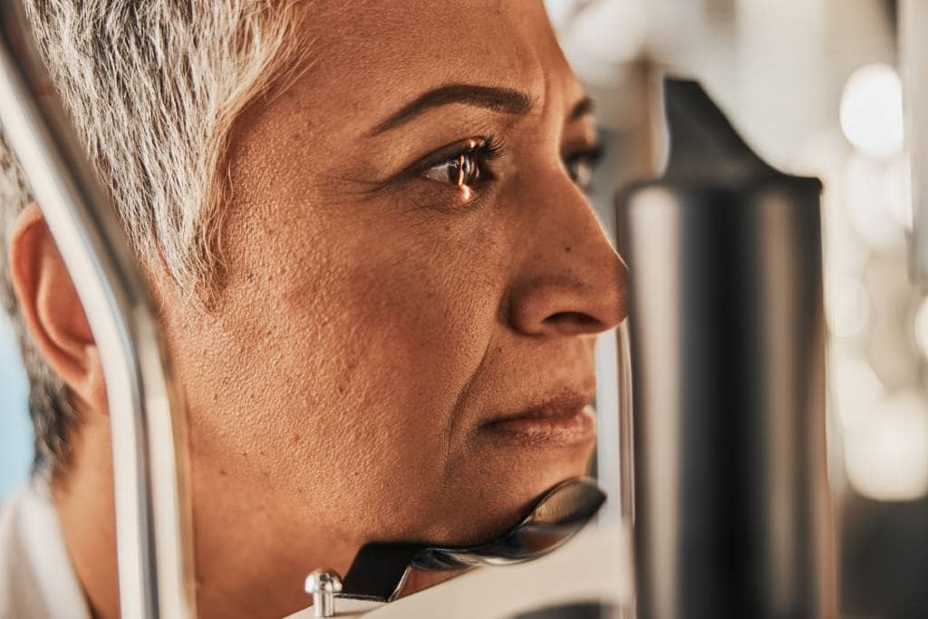 A senior woman receives LASIK vision correction