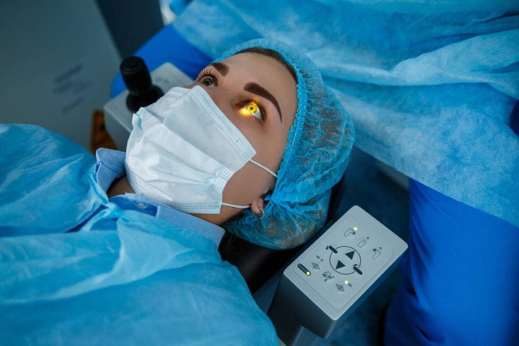A patient receives a LASIK treatment for nearsightedness